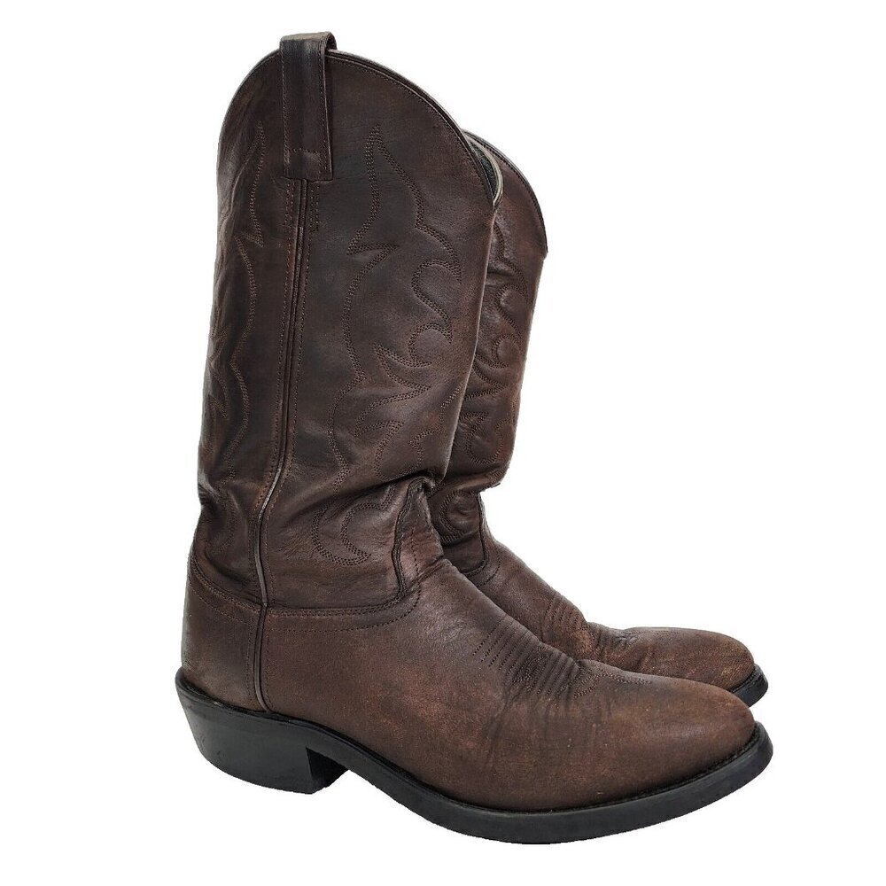 Old West Men's TBM3051‎ Brown Leather Mid-Calf Western Boots - Size 9.5 D